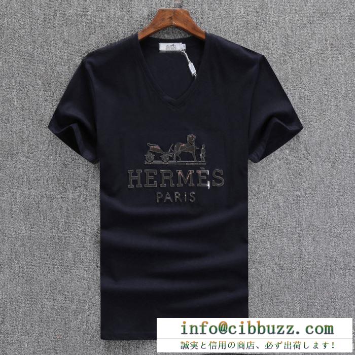『18夏トレンド』エルメス ｔシャツ メンズ 新作 hermes コピー 抜群な新鮮度 トップス 黒 白 男性服 