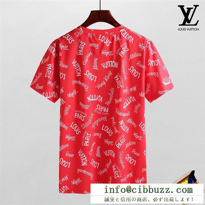 シュプリームＸルイヴィトン偽物コラボした赤色のボックスロゴ付きメンズクルーネック半袖Tシャツ