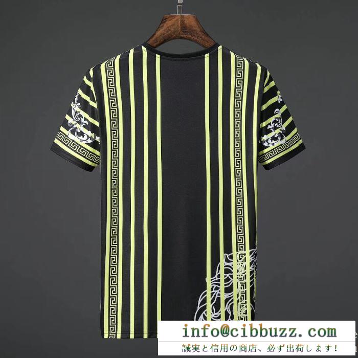 モードな雰囲気VERSACEヴェルサーチコピーメデューサのメンズクルーネック半袖Tシャツ激安通販品