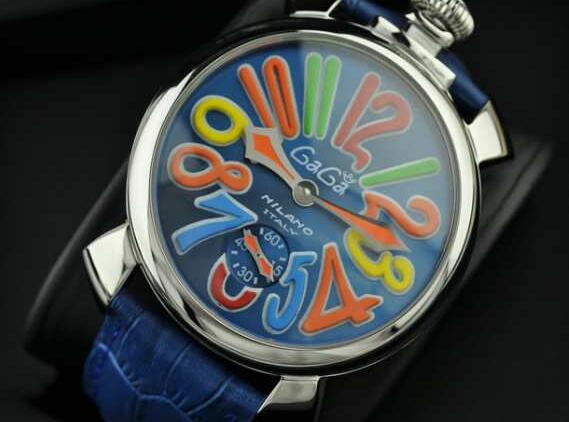お洒落にGaGaMILANO ガガミラノ 人気を獲得するマルチカラーインデックス 2針 機械式腕時計 . 