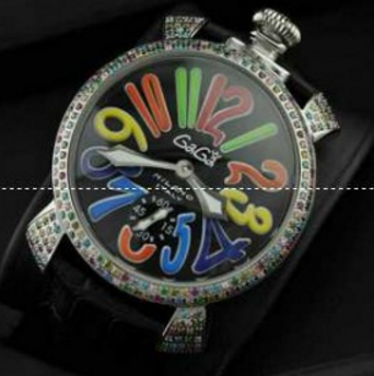 激安通販 gagamilano ガガミラノ腕時計 自動巻き 2針 マルチカラーインデックス ダイヤベゼル.