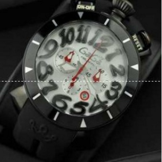 上品 gagamilano ガガミラノ コピー 腕時計 日本製クオーツ 6針 ブラック ベルト 日付表示.
