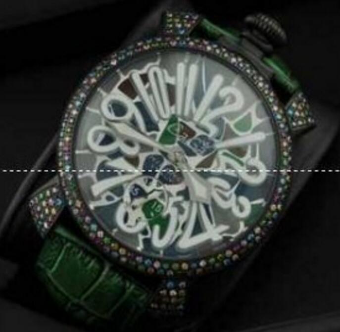 高級感のあるガガミラノ スーパーコピー、gaga milanoの数字表示の丸い文字盤のグリーンレディース腕時計.