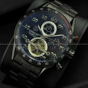 プレゼントでピッタリ タグホイヤー腕時計 自動巻き 5針 トゥールビヨン 日付表示 月付表示 43.00mm black