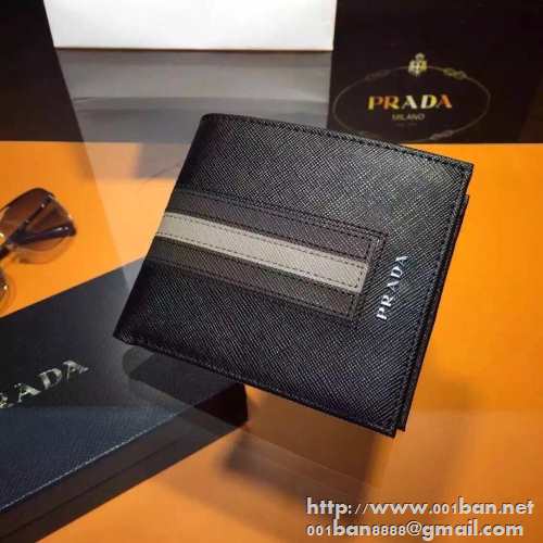 スタイリッシュな印象の個性的なデザイン prada プラダ 財布 2色可選 メンズ.