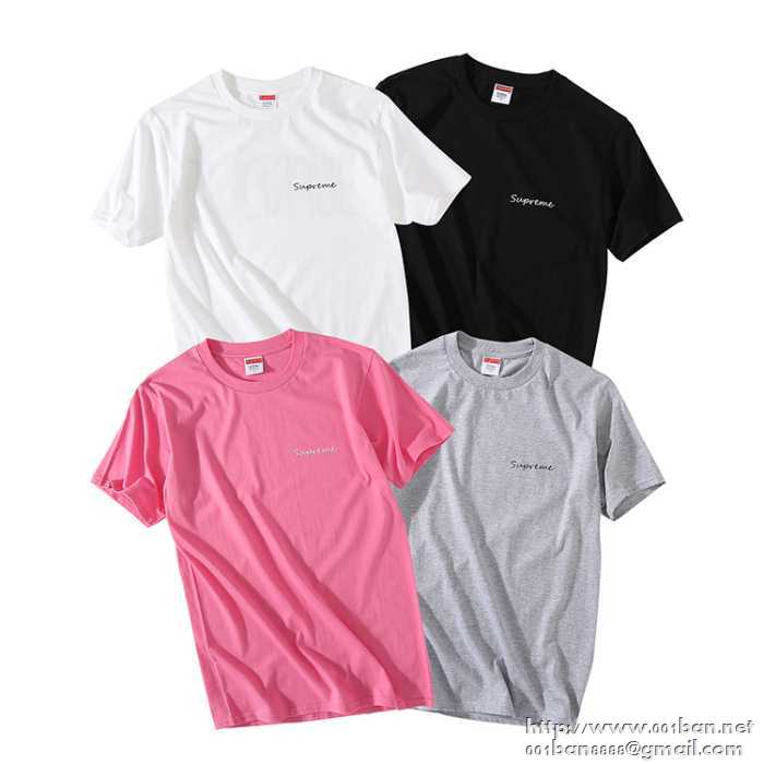 2017春夏限定販売伸縮性がいいSUPREMEシュプリーム tシャツ 半袖ロゴ付き4色可選 男性tシャツ