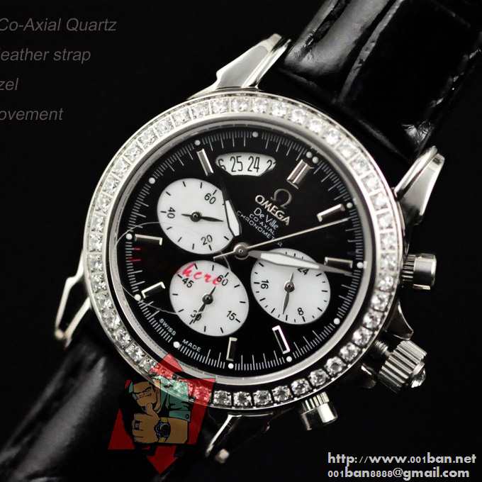 大人気美品 omega-オメガ腕時計スーパーコピー機械式 腕時計黒文字盤日付表示 男女兼用腕時計 ブラック レザー ベルトウォッチ