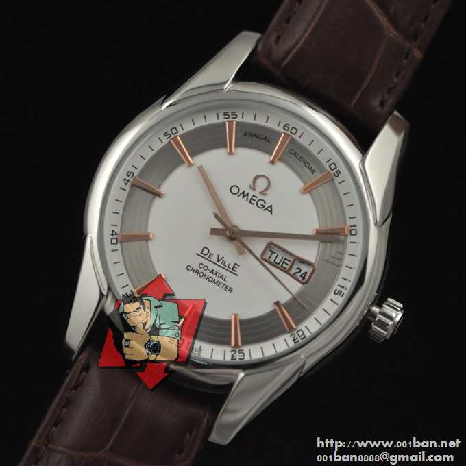大人気美品 omega-オメガ腕時計メンズ機械式腕時計白文字盤日付表示 男女兼用腕時計 レザー ベルトウォッチ