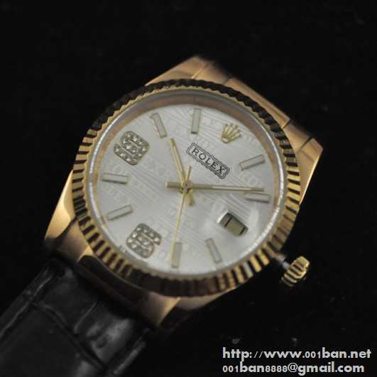 予約販売商品ROLEXロレックス偽物腕時計白文字盤日付表示機械式腕時計男女兼用腕時計 レザー ウォッチ