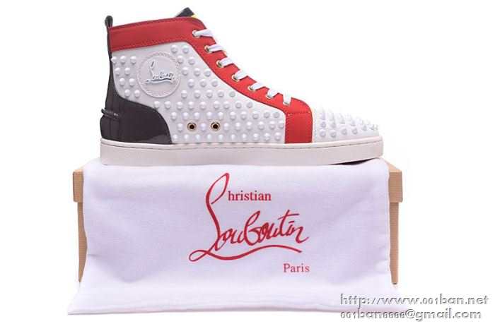 Christian louboutinクリスチャンルブタンスニーカーコピー 靴 ハイトップシューズ スパイク メンズ ホワイト
