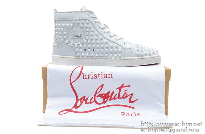 Christian louboutinクリスチャンルブタンスニーカーコピー ハイカット louis spikes 1101083 3047 ホワイト レザー スパイク シューズ 靴