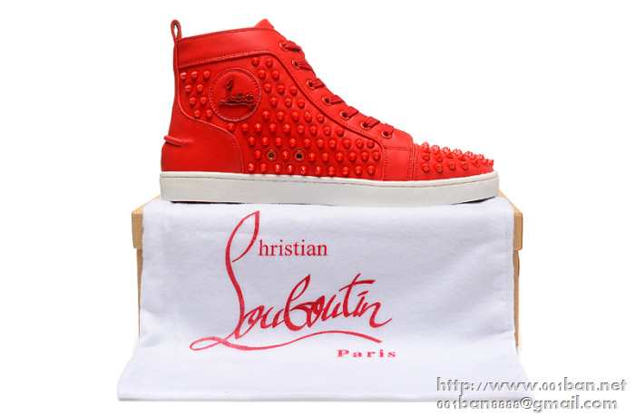 Christian louboutinクリスチャンルブタン偽物louis high-top spike-embellished trainersスニーカー スパイクス ハイカット シューズ 靴レッド 