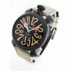 人気モデルガガミラノ時計 マニュアーレ48mm世界限定500本安いセールコピー 5016.9 手巻き スモールセコンド キャンバスレザー ライトベージュ/ブラック