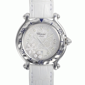 高級型押し素敵なショパール時計レディース ハッピー 27/8949 スノーフレーク クォーツ ホワイト