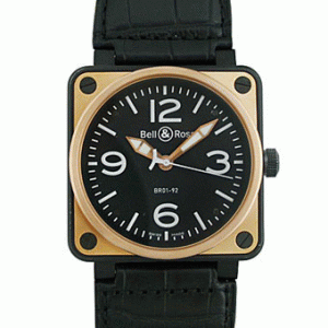 お供に素敵な腕時計ベル＆ロスコピー BR01-92 ピンクゴールド ブラック突然値下げ