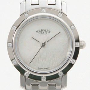 今季セール！エルメス クリッパー最上級時計 コピー CL4.230.215/3796 ダイヤベゼル ナクレ ホワイトシェル レディース