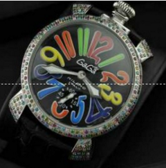 プレゼントでピッタリガガミラノ腕時計 自動巻き　2針 マルチカラーインデックス ダイヤベゼル.