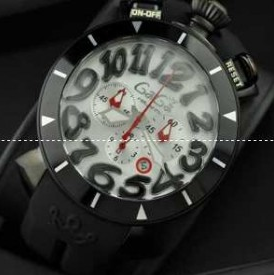 上品　GaGaMILANO ガガミラノ　コピー　腕時計 日本製クオーツ　6針 ブラック ベルト 日付表示.