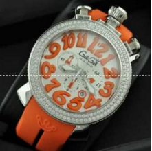 綺麗に決まるフォルム ガガミラノ腕時計[GaGaMILANO時計]クロノ ダイヤベゼル オレンジ