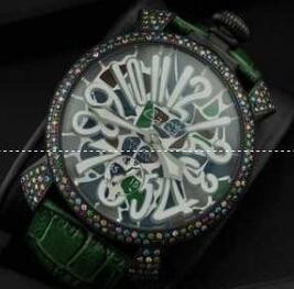 高級感のあるガガミラノ スーパーコピー、GaGa Milanoの数字表示の丸い文字盤のグリーンレディース腕時計.