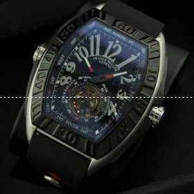 欧米ファション雑誌にも絶賛　FRANCK MULLER 腕時計 自動巻き 2針 Tourbillon 夜光効果 ラバー ブラック