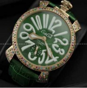 ガガミラノミネラルガラス手巻き腕時計GAGAMIRANO MANUALE 48MM ダイヤモンドグリーン