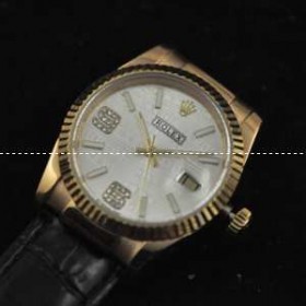 予約販売商品ROLEXロレックス偽物腕時計白文字盤日付表示機械式腕時計男女兼用腕時計　レザー　ウォッチ