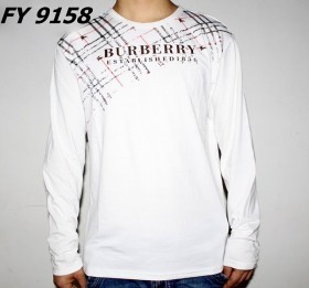 高評価の人気品 BURBERRY バーバリーコピー長袖Ｔシャツ　男性用シャツ偽物　ホワイト　ストライプ　メンズシャツ　　