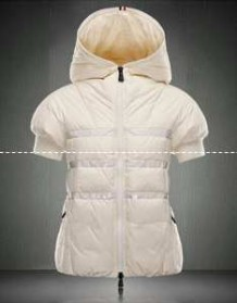 大特価！モンクレール ダウン 偽物MONCLER Women Full Zip Fixed Hood Short Sleeve Down Jacket ホワイト、ブラック.