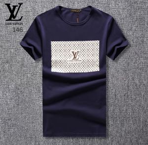 シュプリームＸルイヴィトン通販コラボしたブラック、ホワイト、ブルーの3色可選のルイヴィトンコピーメンズクルーネック半袖Tシャツ