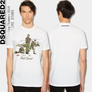 【日本最新品】DSQUARED2 コピー 人気 ディースクエアード  Tシャツ badscout オシャレ 定番 ファッション 夏着