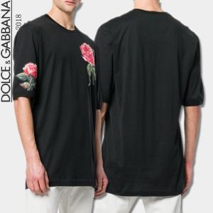 2018夏トレンド ドルチェ＆ガッバーナ Ｔシャツ Cotton T-Shirt 数量限定 カジュアルFashion Dolce&Gabbana 男性服 ブラック