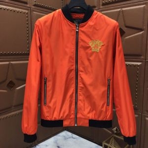 赤字超特価お買い得細身洗いやすい柔らかいジャケットメンズ鮮やかオレンジブラックVERSACEヴェルサーチ 偽物