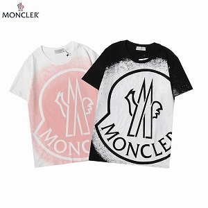 MONCLERモンクレール通販 半袖 Tシャツコピー 胸に大きな絵プリント パーソナリティファッション 黒白