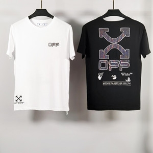 off-white2021春夏新品刺繍工芸半袖tシャツ偽物 人気カラーブラックとホワイトの2色展開