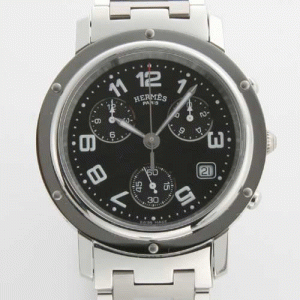 デザイン性抜群エルメス クリッパー 機械式時計 CL1.910.330/3753 クロノグラフ黒腕時計