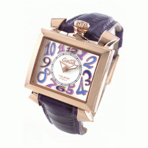 海外スタイルガガミラノ 優雅な 人気セール安い時計ナポレオーネ40mm 6031.4 レザー パープル/ホワイトシェル ボーイズ