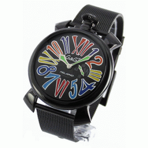 お得2018セールガガミラノ スリム46mm 時計可愛いすぎるメンズ 5082.1 スモールセコンド ブラック
