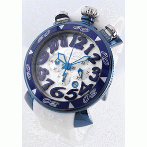 腕時計の王道ガガミラノ クロノ48mm 時計コピー 6053.1 ラバー ホワイト/シルバー メンズ