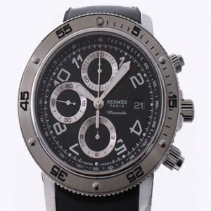 超人気商品エルメス 時計クリッパー  CP2.910.330/VBN クロノ メカニック ダイバーズ クロノメーター レザー ブラック 機械式腕時計