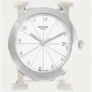 大きすぎず！エルメス Hウォッチ コピー HR1.510.130/UBC ラウンド レザー ホワイト ボーイズセレブ愛用腕時計