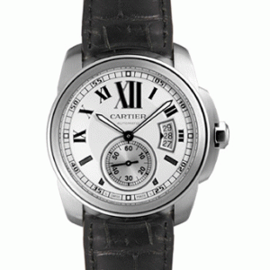 カルティエ カリブル 気軽に合わせやすい W7100037 ドゥ 黒ストラップ シルバー腕時計
