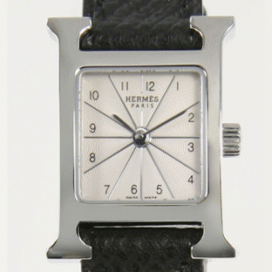すぐ届け人気エルメス Hウォッチ繊細型コピー HH1.110.260/UNO レザー ブラック/シルバー レディースミニ時計