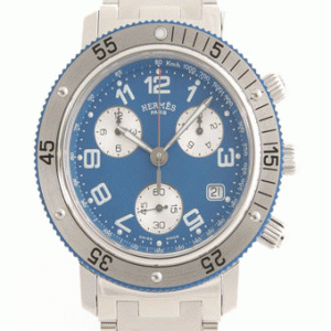 今季気になる!エルメス クリッパー 華奢な欧米風腕時計 CL2.917.631/3830 ダイバー ブルー メンズ プッシュ式バックル美品