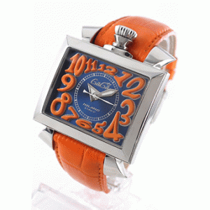 一本手に入れたい！ガガミラノ ナポレオーネ46mm個性手的な時計コピー 6000.4 オートマチック レザー オレンジ/ブルー メンズ