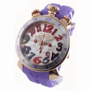 2018大特価爆買いガガミラノ クロノ48mm パープルカラー綺麗時計偽物 6056.9 ラバー ライトパープル/PGPシャンパンシルバー