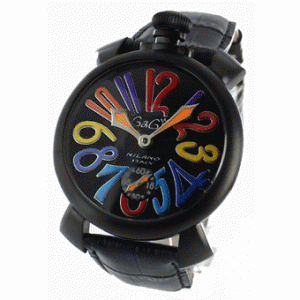 特別価格！新作ガガミラノ時計 マニュアーレ48mm 優れた耐久性 5012.3 手巻き スモールセコンド レザー ブラック メンズ