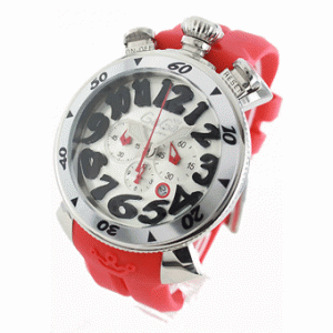 ガガミラノ最安値時計セール クロノ48mm新品コピー 6050.7 ラバー赤色 レッド/シルバーレディース