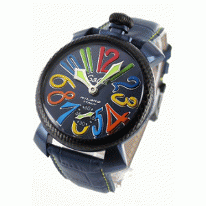 ガガミラノ トレンドがたっぷり時計セールマニュアーレ48mm スーパーコピー 5016.4 手巻き スモールセコンド レザー ブルー 男の腕時計