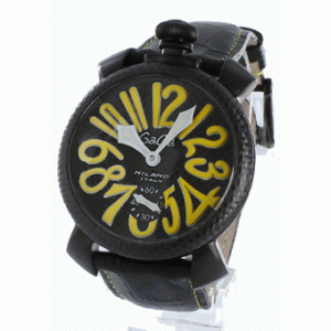 上品お目立ちガガミラノ腕時計 マニュアーレ48mm コピー 5016.2 手巻き レザー 世界限定ブラック/カーボンブラック